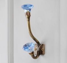 Slate Blue Diamond Glass Iron Wall Hook