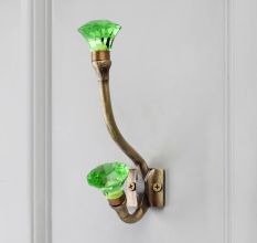 Decorative Green Diamond Glass Iron Wall Hook
