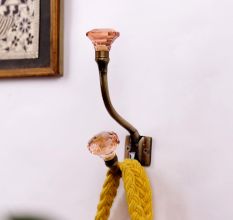 Handmade Amber Diamond Glass Iron Wall Hook