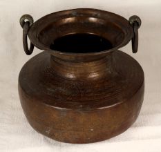Handmade Engraved Brass Water Pot from Rajasthan for Decor