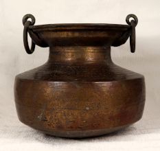 Handmade Engraved Brass Water Pot from Rajasthan for Decor
