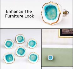 Sea Green Solid Gold Line Ceramic Drawer Knob