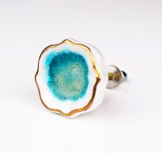 Sea Green Solid Gold Line Ceramic Drawer Knob