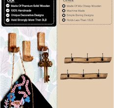 6 Pieces Small Natural Wooden No Drill Adheshive Wall Hooks