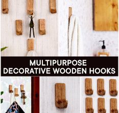 6 Pieces Small Natural Wooden No Drill Adheshive Wall Hooks