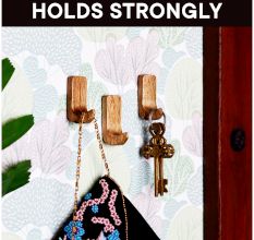 6 Pieces Small Natural Wooden No Drill Adheshive Wall Hooks