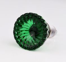Handmade Lotus Cut Green Glass Cabinet Knob