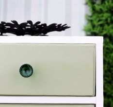 Handmade Lotus Cut Green Glass Cabinet Knob