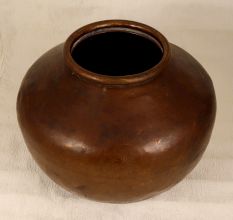 Elegant Brown Finish Brass Pot from Central India for Decor
