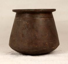 Dark Brown Vintage Brass Holy Pot in South Indian Art