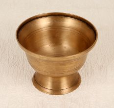 Antique Brown Brass Kumkum Bowl in South Indian Art
