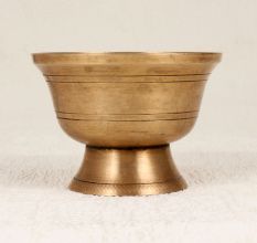 Antique Brown Brass Kumkum Bowl in South Indian Art