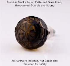 Smoky Round Patterned Glass Knob