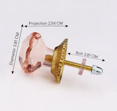 Pink Octagon Shape Glass Drawer Knob