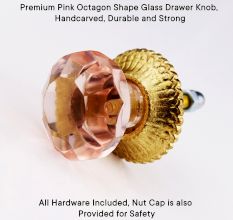 Pink Octagon Shape Glass Drawer Knob