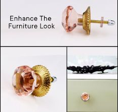 Pink Octagon Shape Glass Drawer Knob