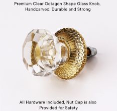 Clear Octagon Shape Glass Drawer Knob
