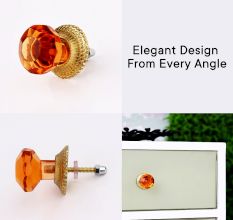 Amber Octagon Shape Glass Drawer Knob