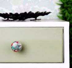Tropical Floral Ceramic furniture Knob with gold work