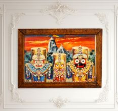 Vintage Old Paper Print of Lord Jagannath in Frame for Decor