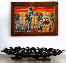 Vintage Old Paper Print of Lord Jagannath in Frame for Decor