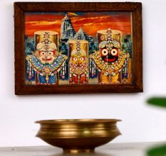 Vintage Old Paper Print of Lord Jagannath in Frame for Decor