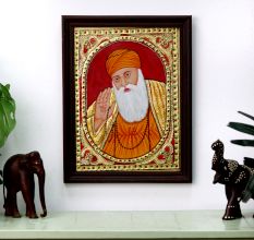 Holy Tanjore Painting of Guru Nanak for Prayer Room