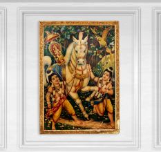 Used Vintage Paper Print of Luv Kush with Rama Horse