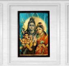 Vintage Paper Print of Lord Shiva Family for Prayer Room