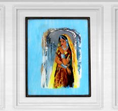 Vintage Glass Painting of Lady for Home Decoration