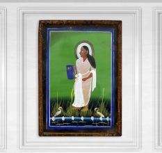 Vintage Paper Painting of Gosai Ji Praying Lord Krishna