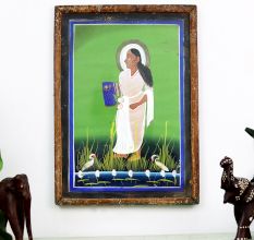 Vintage Paper Painting of Gosai Ji Praying Lord Krishna