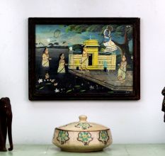 Vintage Lord Krishna Painting with Gopies for Prayer Room