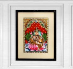 Tanjore Art Print of Goddess Laxmi in South Indian Art
