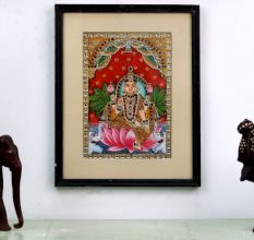 Tanjore Art Print of Goddess Laxmi in South Indian Art