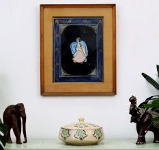 Vintage Radha Krishna Paper Painting in Pahadi Art for Decor