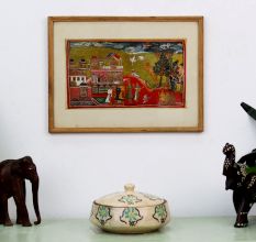 Vintage Ramayana Paper Print in Frame for Decoration