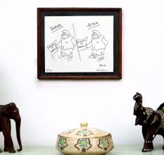 Vintage Old Cartoon Print in Frame for Home Decoration