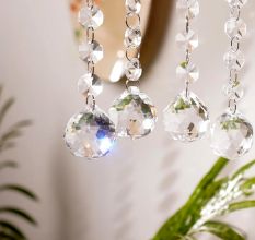 10 Strand- 10 Crystal Drop and 100 Beads Clear Chandelier Replacement Glass Christmas Ornaments