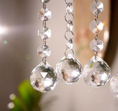 10 Strand- 10 Crystal Drop and 100 Beads Clear Chandelier Replacement Glass Christmas Ornaments