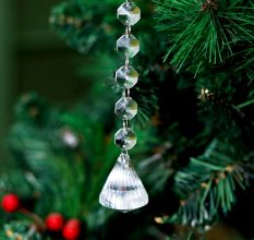 10 Strand- 10 Crystal Drop and 100 Beads Clear Chandelier Replacement Glass Christmas Ornaments