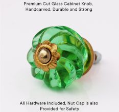 Green Interior Cut Glass Cabinet Knob