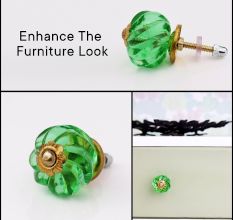Green Interior Cut Glass Cabinet Knob