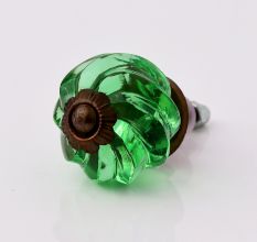 Green Interior Cut Glass Cabinet Knob