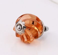 Amber Interior Cut Glass Cabinet Knob