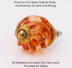 Amber Interior Cut Glass Cabinet Knob