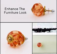 Amber Interior Cut Glass Cabinet Knob