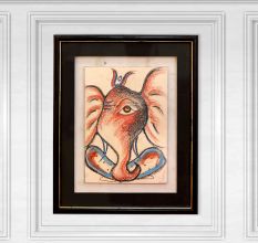 Modern Paper Painting of Lord Ganesha in Frame for Hanging