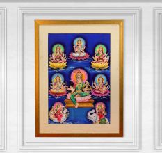 Vintage Paper Print of Goddess Laxmi in 8 Poses for Prayer Room