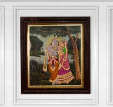Beautiful Radha Krishna Tanjore Painting in Frame for Hanging